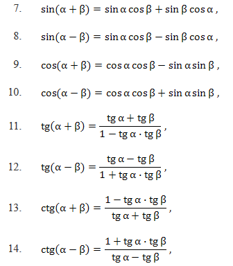 Тангенс альфа. Формулы суммы и разности синусов и косинусов и тангенсов. Формулы суммы синуса косинуса и тангенса. Синус косинус тангенс формулы. Формула суммы и разности синусов и косинусов тангенсов котангенсов.